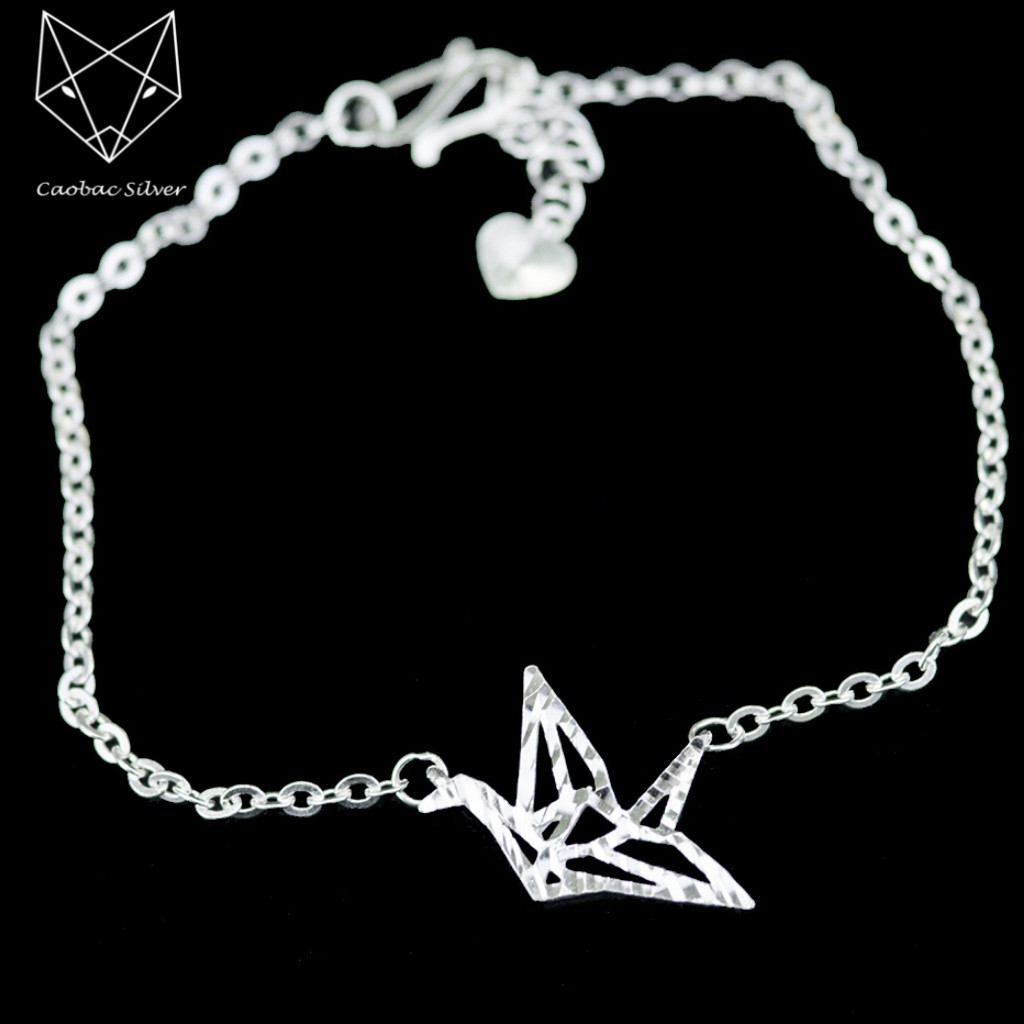 Vòng Tay Bạc Ta CaoBac Silver Lắc Tay Bạc Họa Tiết Hạc Giấy Độc Đáo Duyên Dáng Sợi Xích Mảnh Quà Tặng Thanh Lịch