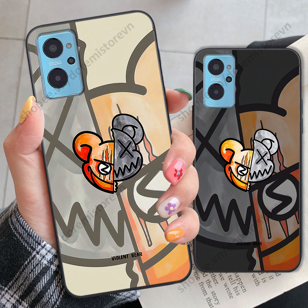 Ốp lưng Realme 9i hình kaws, kith, bear brick nổi 3D phong cách độc đáo