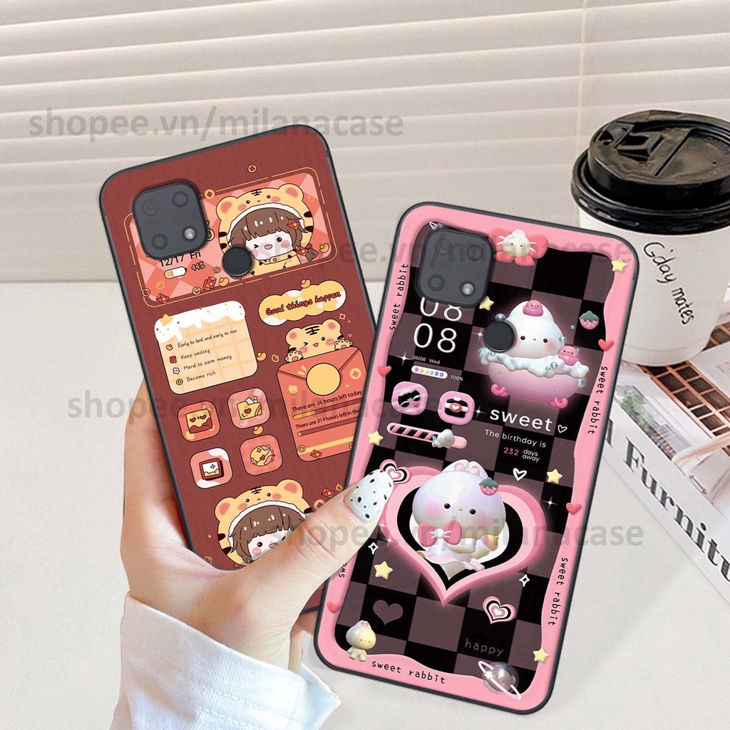 Ốp Xiaomi Redmi 10C hình đồng hồ icon gấu mèo cute cực dễ thương ngộ nghĩnh