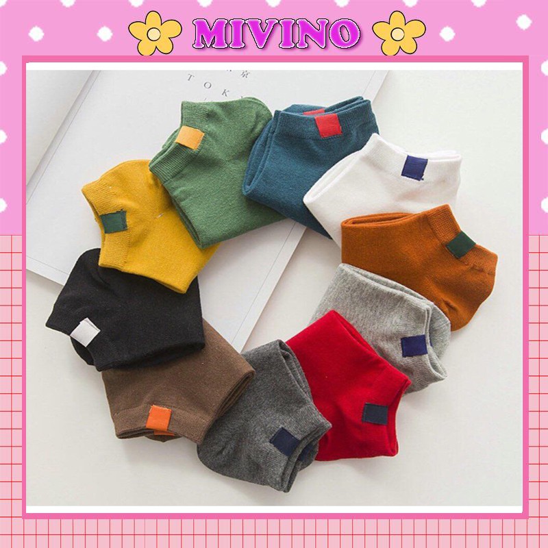 Tất nữ cổ ngắn Mivino vớ hàn quốc trơn nhiều màu dễ thương TN03