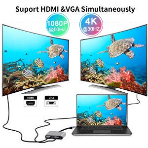 Cáp chuyển USB Type-c ra 4 cổng HDMI/ VGA/ USB và cổng sạc hỗ trợ chế độ Dex - UHV41160