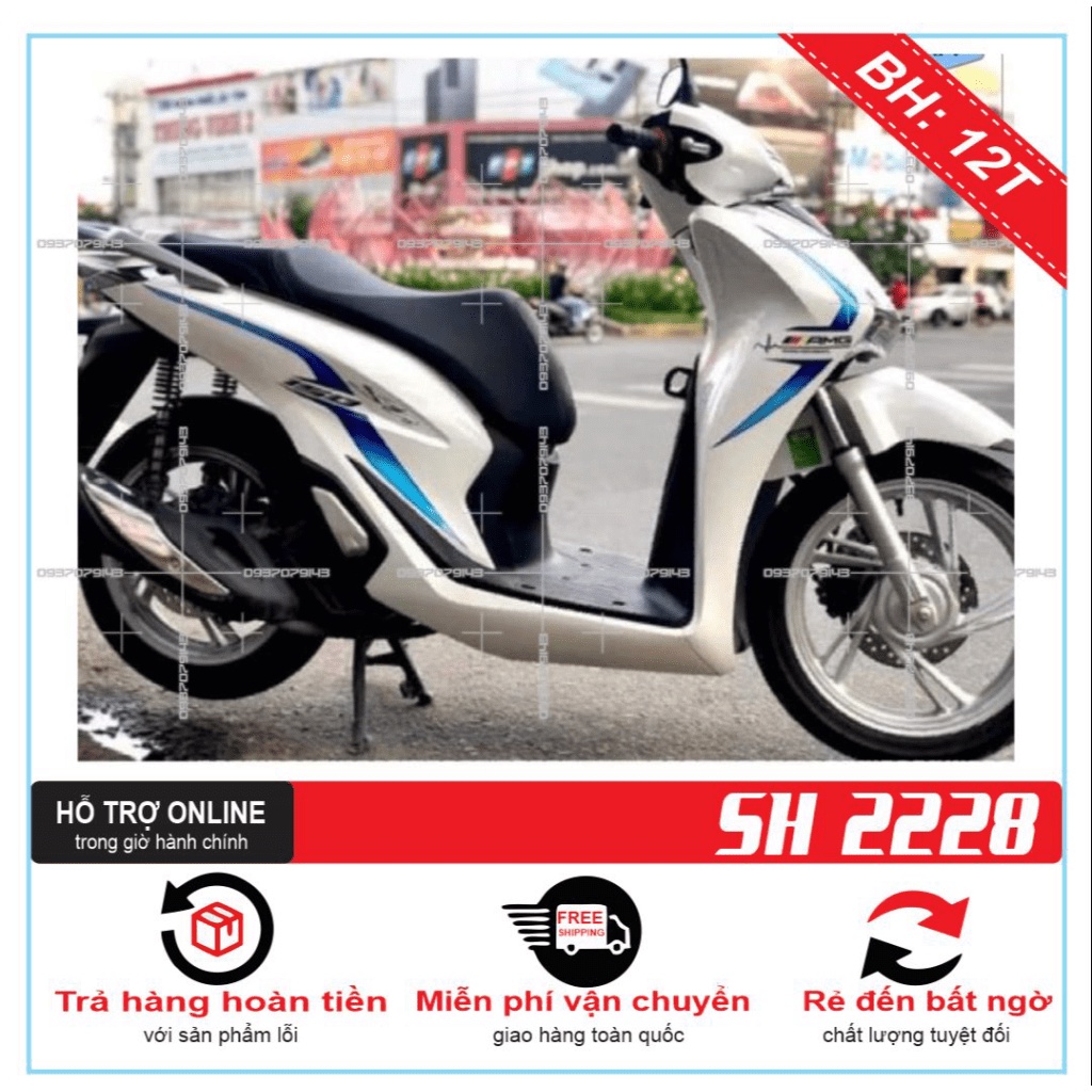 TEM XE SH 2020 CHỈ TRẮNG XANH AMG -- SHIN DECAL 2