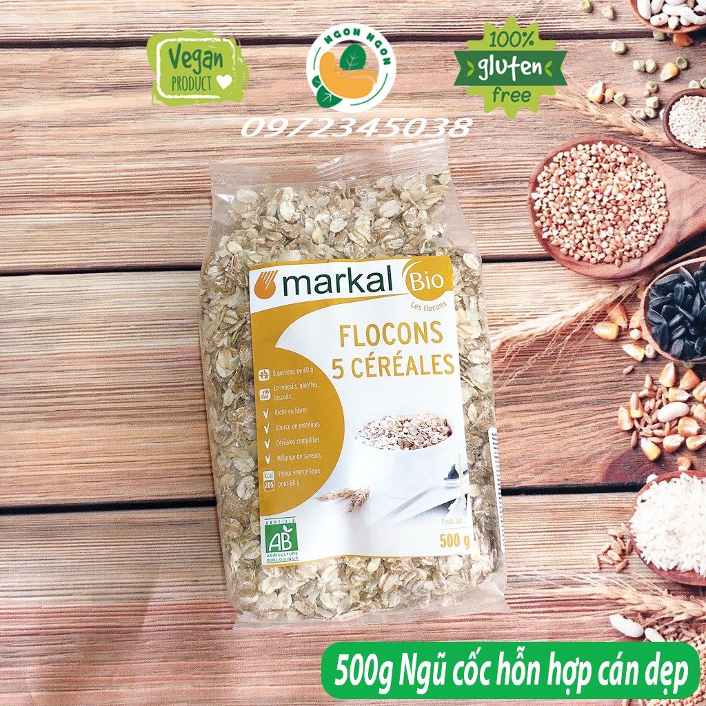 (Organic) Ngũ cốc hỗn hợp hữu cơ cán dẹp Markal 500g