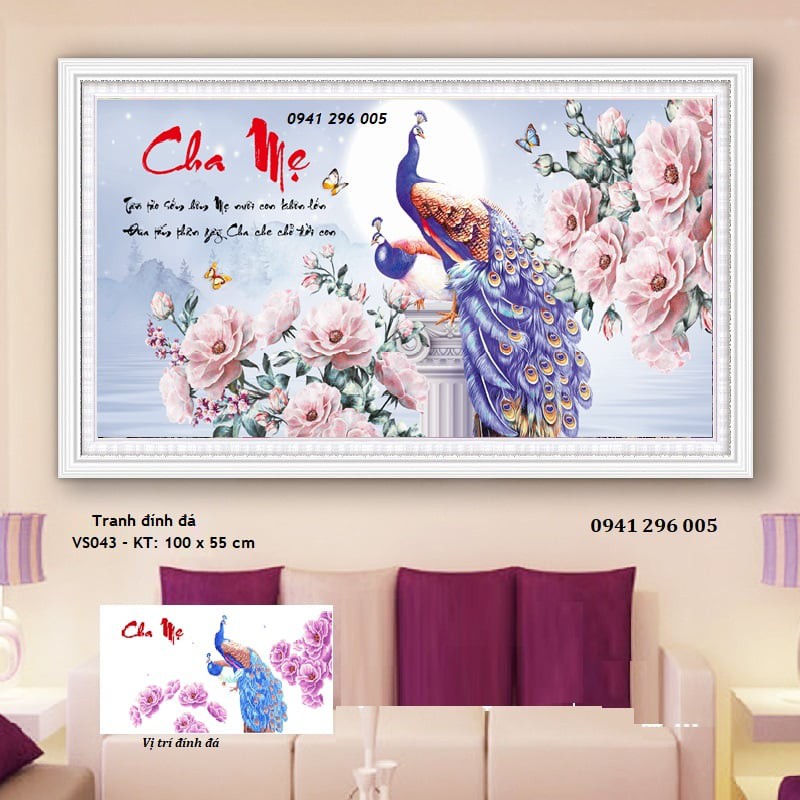 Tranh đính đá Cha Mẹ - kích thước:100x55cm (chưa đính đá) | BigBuy360 - bigbuy360.vn