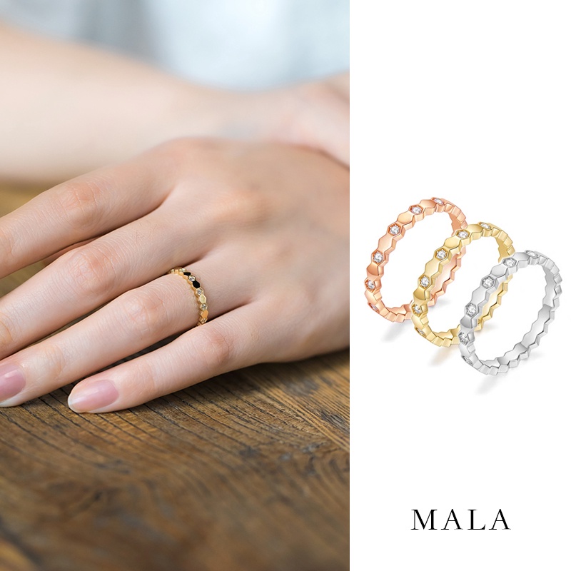 Nhẫn Thép Titan Mạ Vàng 18k Đính Đá Zircon Lục Giác Thời Trang Hàn Quốc Đơn Giản Cho Cặp Đôi