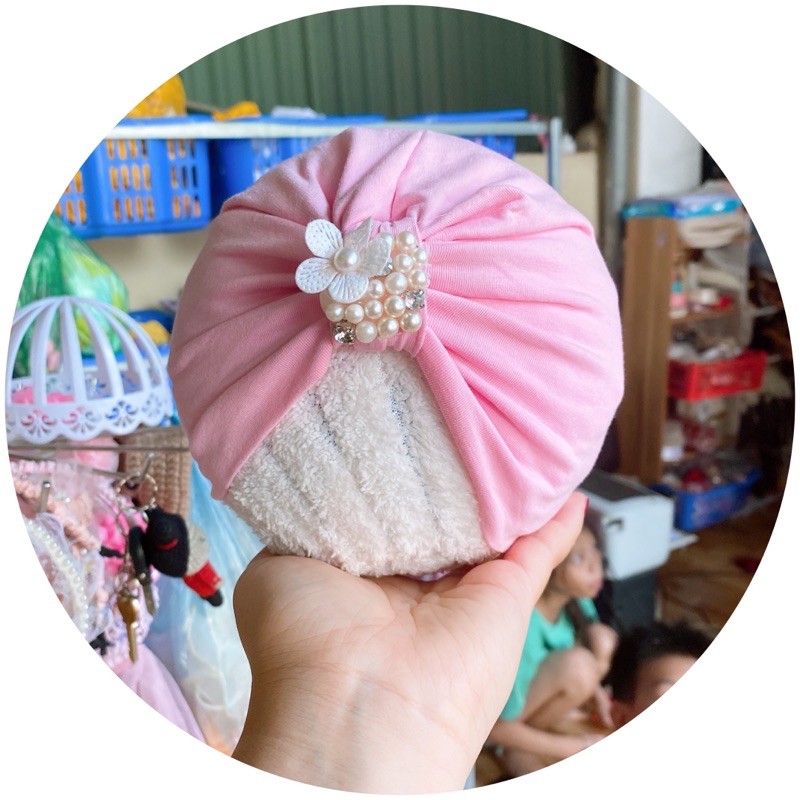 nón vải đính hoá bé gái (5-10kg)