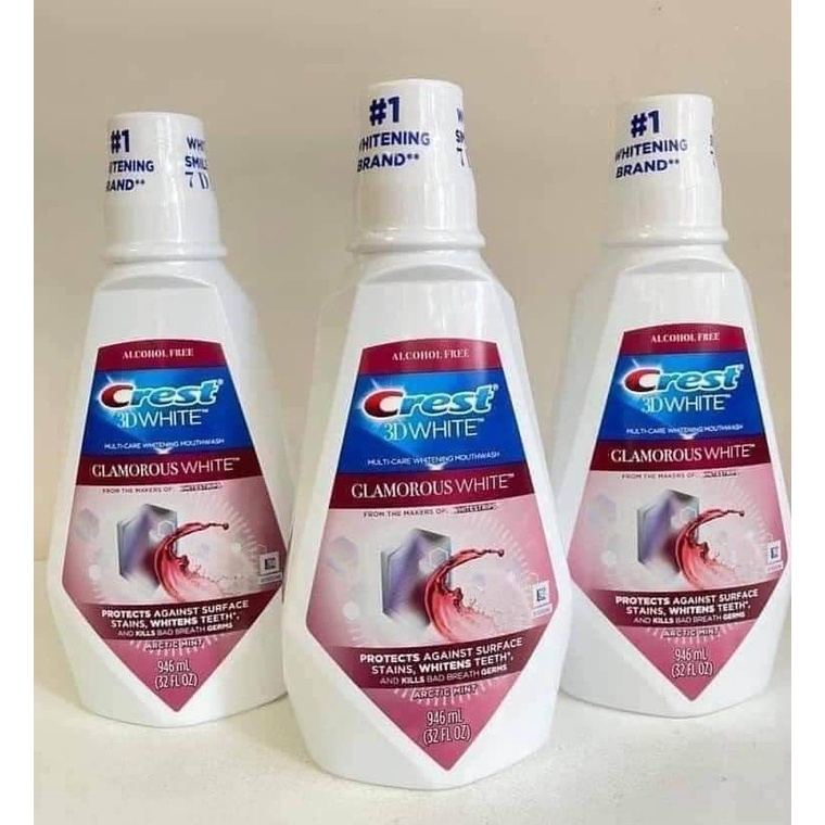 Nước súc miệng Crest 3D White Mỹ trắng răng 1 lít không cồn siêu sạch - Shop Viloet