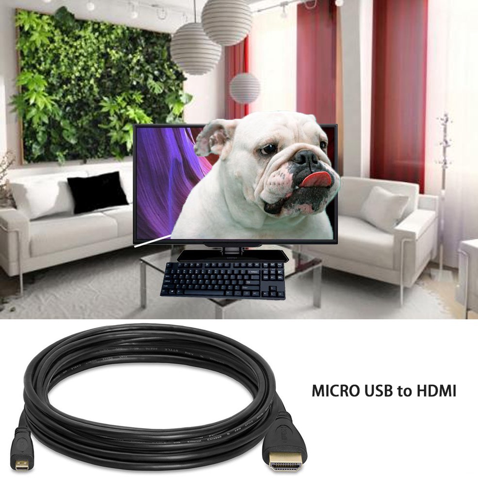 Dây Cáp Chuyển Đổi 1m Micro Hdmi Sang Hdmi 1080p Tv Av Cho Điện Thoại/Máy Tính Bảng/Hdtv