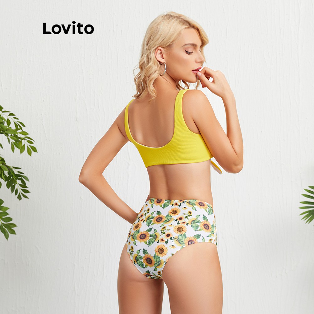 Lovito Bộ bikini in hoa thắt nơ L09038 | BigBuy360 - bigbuy360.vn