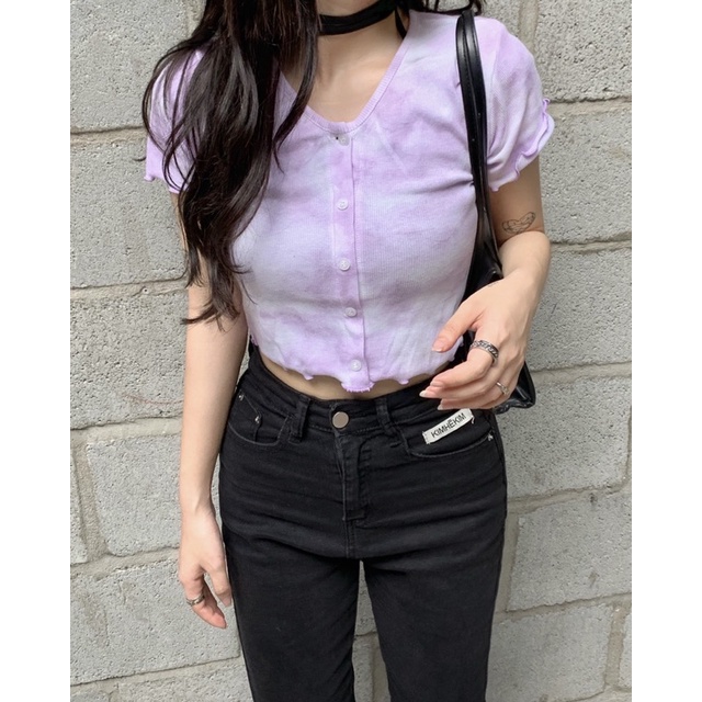 CROPTOP DRAGONBYBOI FREESIZE - TÍM VÀ XANH