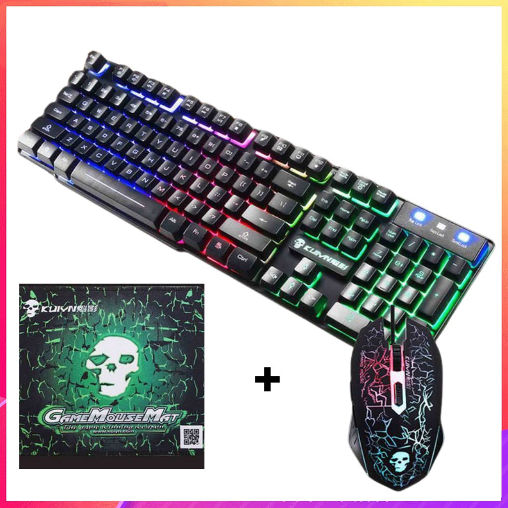 Bộ Bàn Phím Và Chuột Dạ Quang Kuiying T6, Keyboard Bàn Phím LED 7 màu, Chuyên Game Siêu Mượt, Chống Nước Hàng Hãng | BigBuy360 - bigbuy360.vn