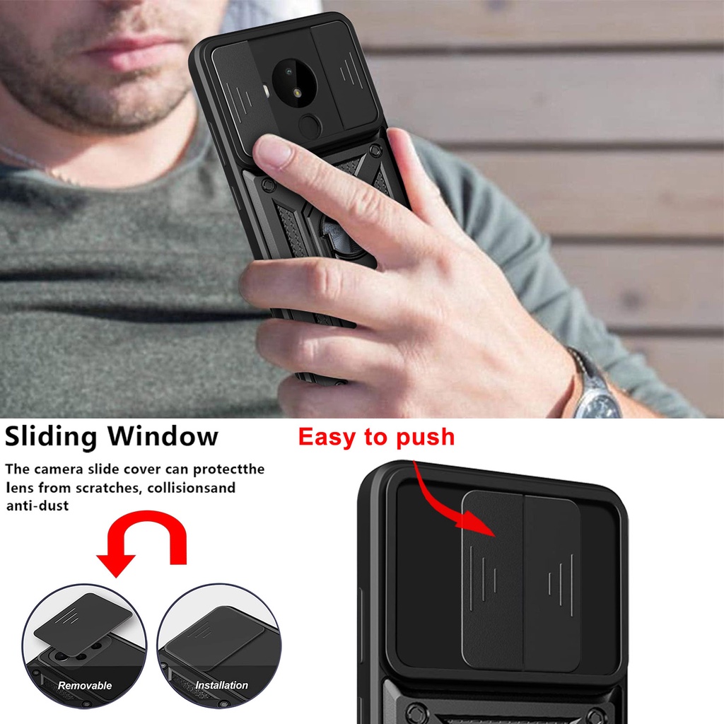Ốp Điện Thoại Dạng Giáp Có Vòng Đỡ Nam Châm Chống Sốc Cho Nokia C30 C20 C10 C1