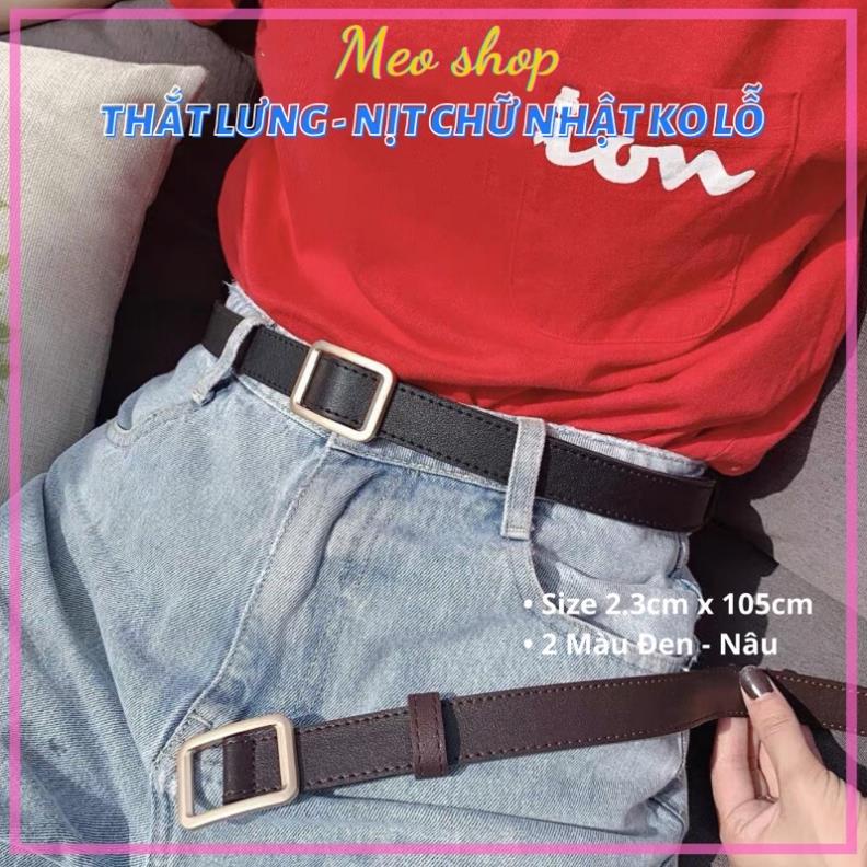 Dây thắt lưng Nữ Nam Unisex Vuông chữ nhật Bản Nhỏ 2,3cm TL001 - Dây nịt da Nam Nữ mặt vuông ko đục lỗ giá rẻ *