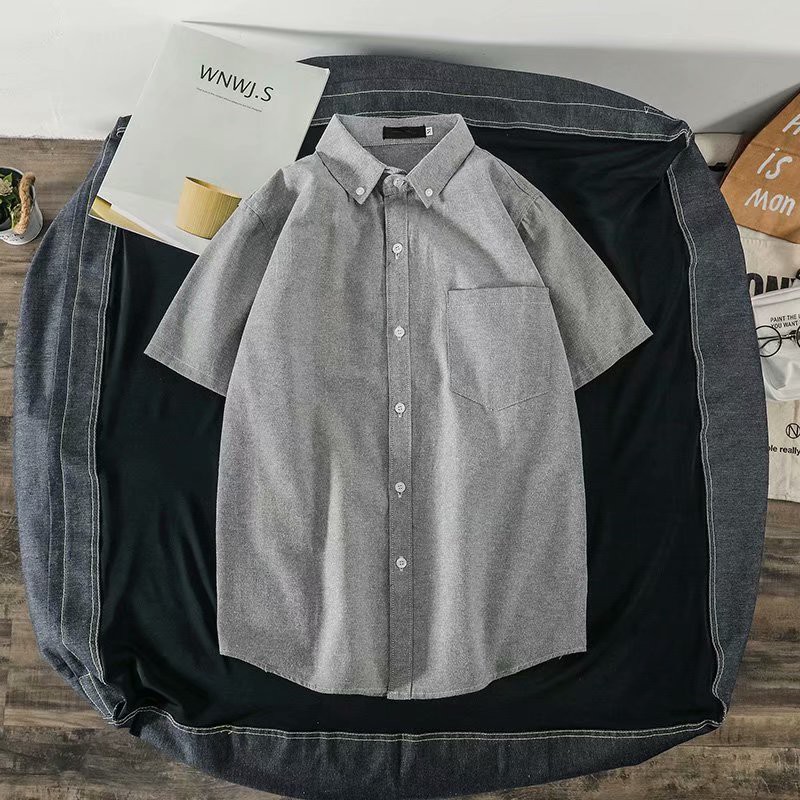 Áo sơ mi tay ngắn màu trơn thời trang dành cho nam