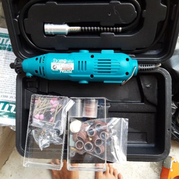 Máy Mài Khuôn mini 130W TOTAL 3.2mm Bao gồm mũi mài khuôn, giấy nhám mài, dây nối mài