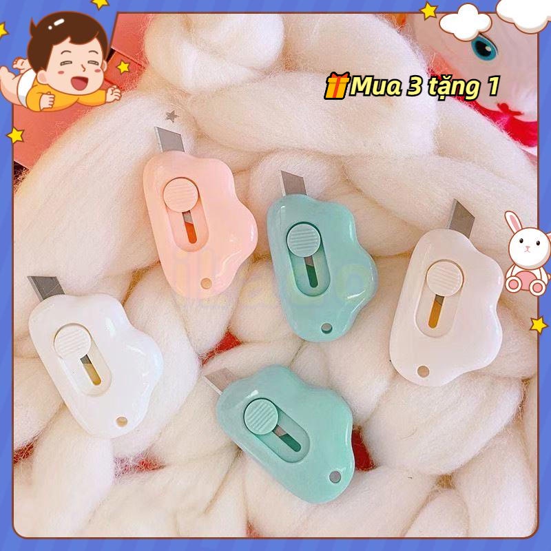 ⭐ iLado ⭐ Dao tiện ích dao mini Dao Rọc Giấy Bỏ Túi Mini móc khoá Đám Mây cute anime In Họa Tiết Hoạt Hình chất lượng cao Tiện Lợi Cuộn Rút dụng cụ mở thùng carton trang trí di động
