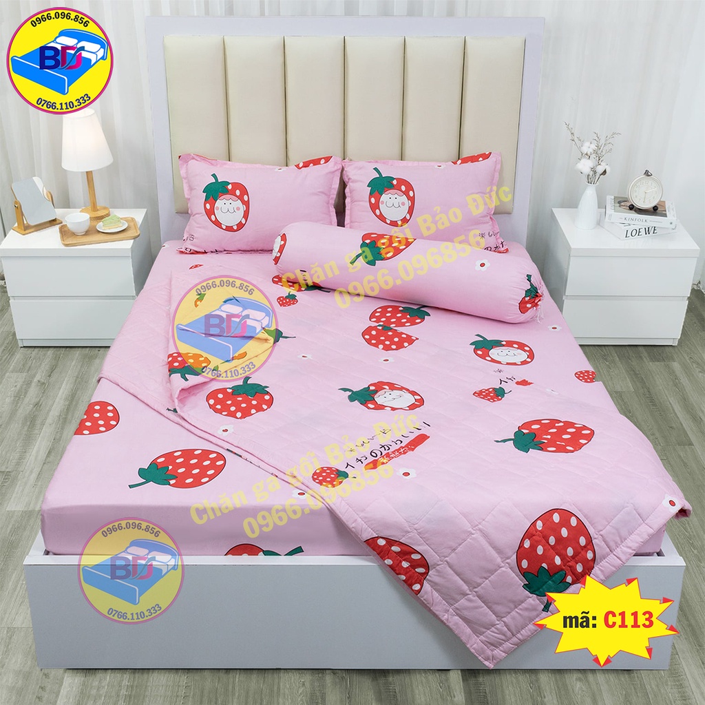 Bộ chăn ga gối sét hè 5 món chăn hè trần bông cao cấp