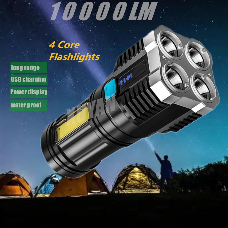 Đèn Pin LED COB Bốn Lõi Đa Năng Có Thể Sạc Lại Dùng Ngoài Trời