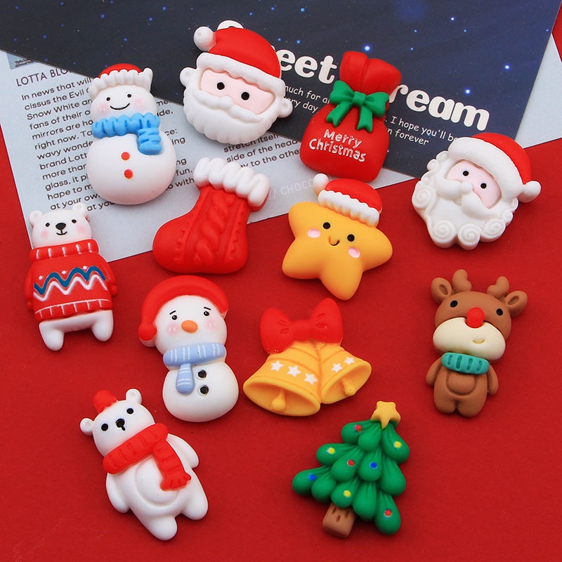 Phụ Kiện Trang Trí Giáng Sinh Hình Chuông Gió Người Tuyết / Ông Già Noel Mini Bằng Nhựa Resin DIY