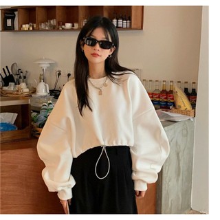 Croptop nỉ rút dây
