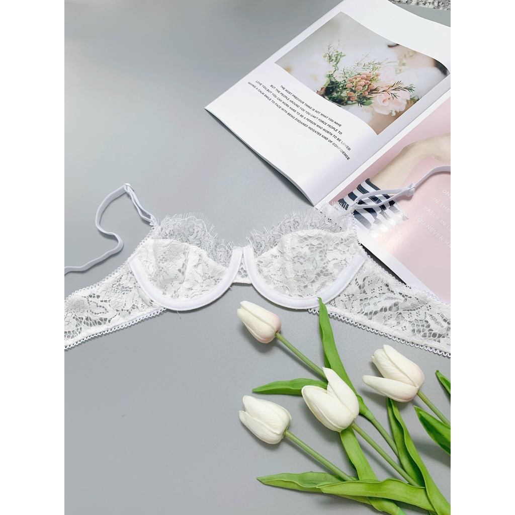 H08 [TẶNG MÚT]Áo Bra Ren Bralette KATHY BRA Không Mút Có Gọng Nâng Ngực Xuyên Thấu Sexy Quyến Rũ