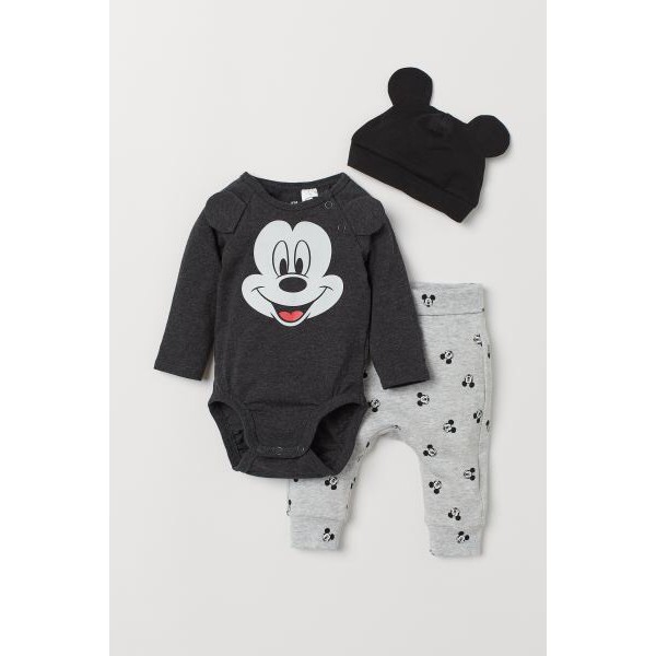 Set 3 chi tiết Mickey đen, bé trai sơ sinh Hờ mờ UK săn SALE