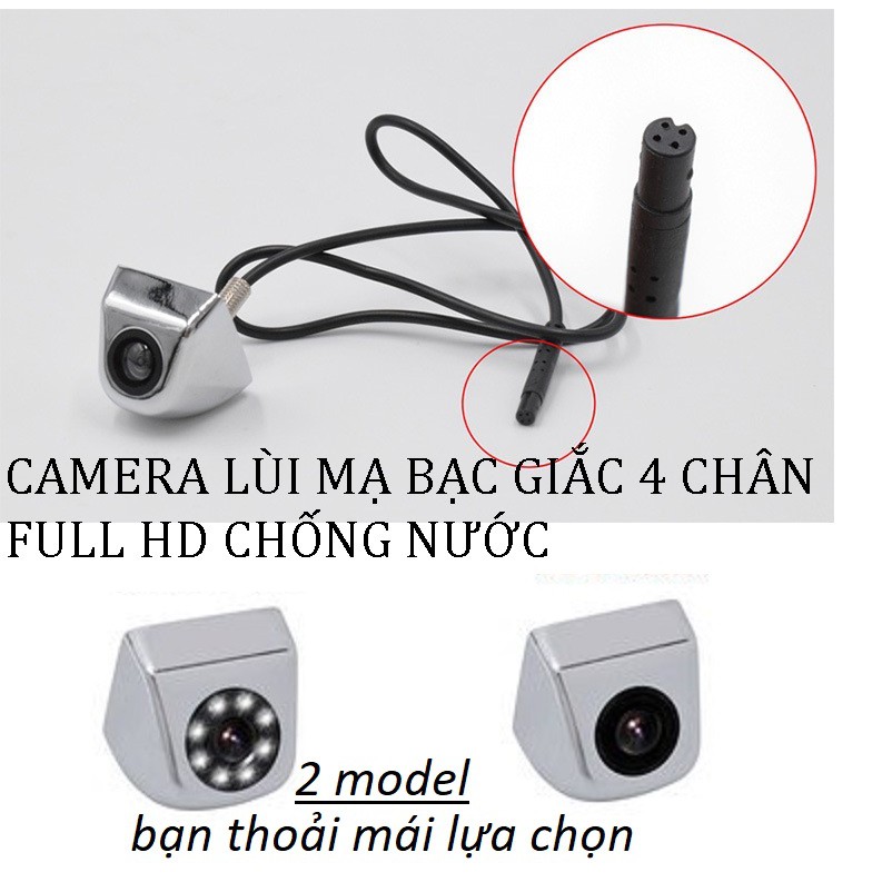 Camera lùi CCD MẠ bạc HD chống nước chân 4 chấu LED trợ sáng có thang chia vạch khoảng cách thông minh