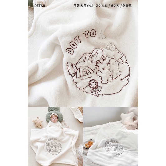 <auth+bill> Chăn lông tuyết Dottodot thêu hoạ tiết và Camping Microfiber Blanket Hàn quốc cho bé yêu