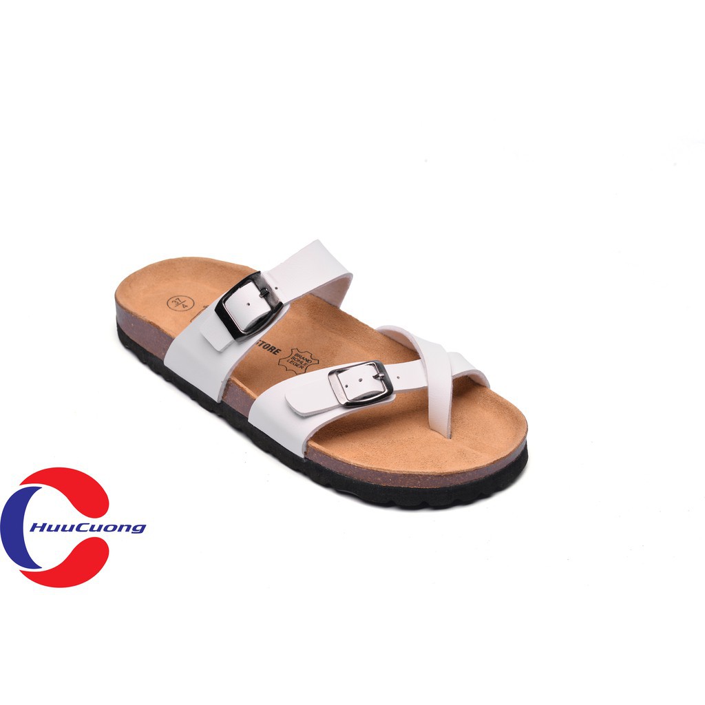 Dép unisex thời trang HuuCuong -xỏ ngón đế trấu (trắng)