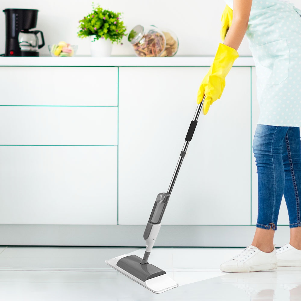 HomeBase ACCO Chổi lau nhà phun nước 3 trong 1 bằng Microfiber NAMI 16inch W40xH125xD13cm màu trắng/xám