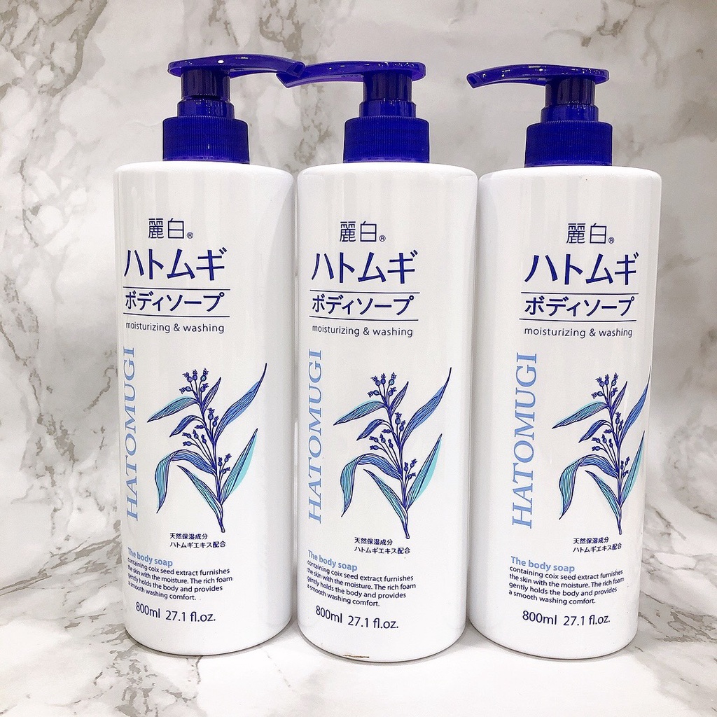 Sữa tắm Hatomugi ý dĩ giúp dưỡng ẩm, sáng da làm sạch Moisturizing &amp; Washing Chai 800ml