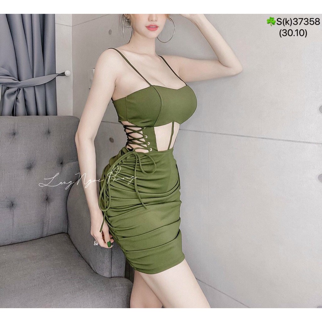 đầm body cut out hở sexy có mút thun thái xịn dày đẹp