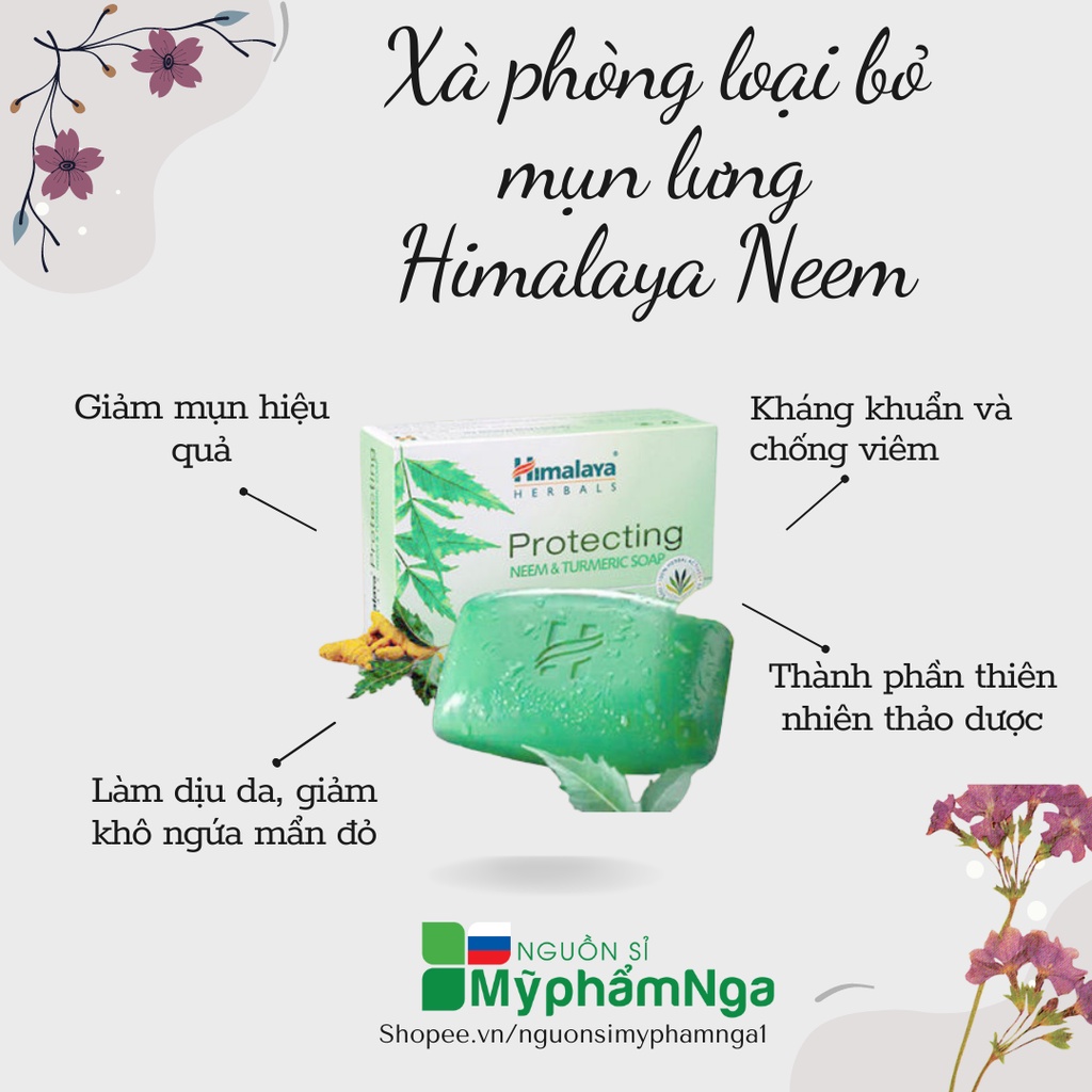 Xà phòng loại bỏ mụn lưng Himalaya Neem và nghệ tây - Soap mụn lưng và cơ thể himalaya