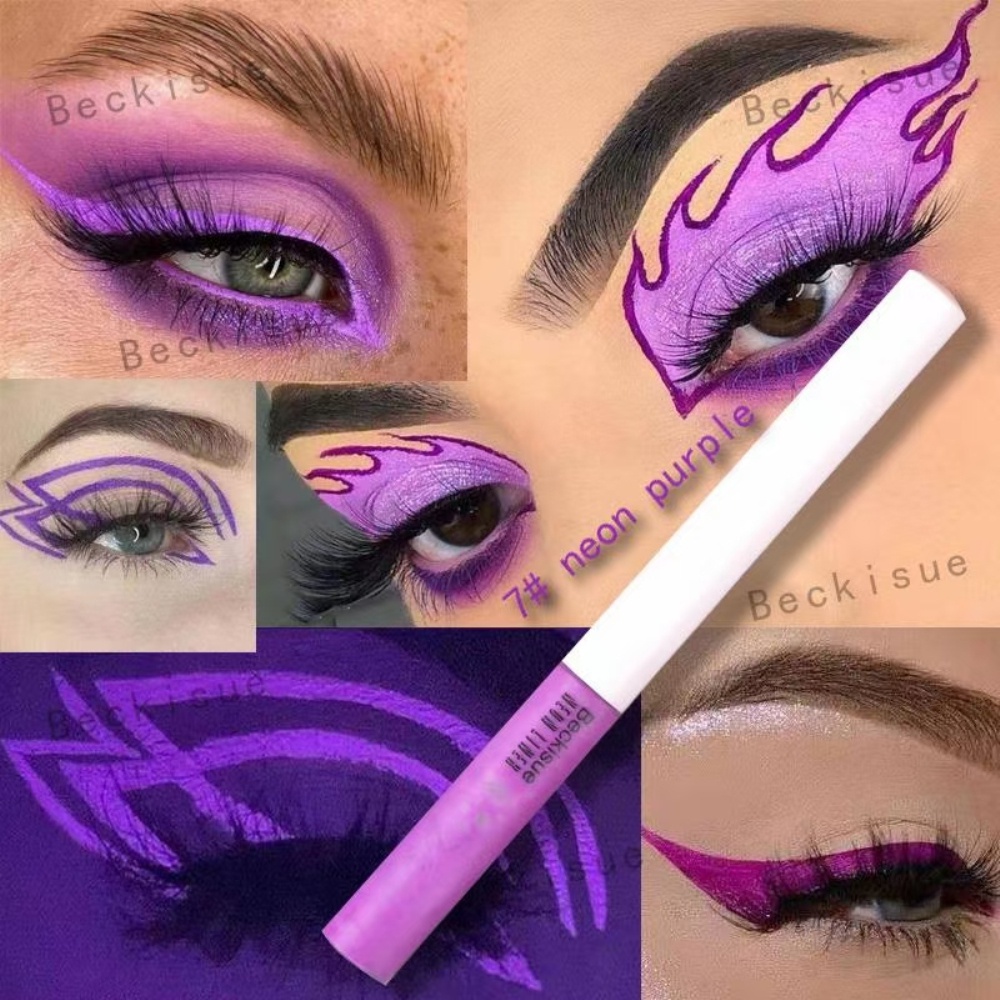 Còn Hàng 8 Màu Nước Liquid Eyeliner Tia Uv Phấn Màu Neon Kẻ Mắt Pastel-Đen Đèn Neon Lót Phát Sáng thâm Mắt N Cá Tuyết