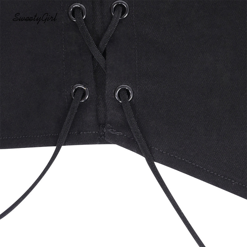 Áo ống hở vai ôm dáng vừa vặn buộc dây bên hông màu trơn phong cách thường ngày thời trang đường phố quyến rũ cho nữ