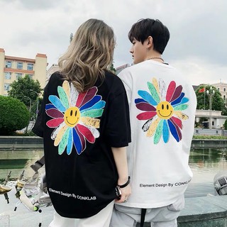 Áo Thun Tay Lỡ Form Giấu Quần Hoa hướng dương mặt cười CONKLAB cho nữ - Áo thun nữ