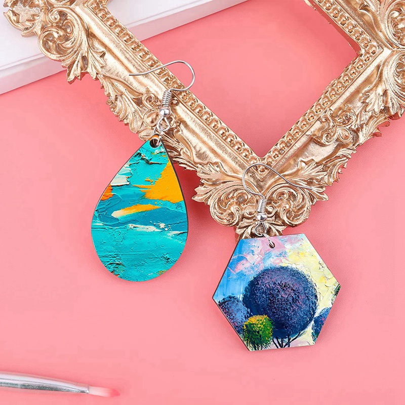 60Pcs Sublimation Blank Earrings, Earrings Heat Transfer, Unfinished Earring with Hooks for DIY Sublimation Accessories