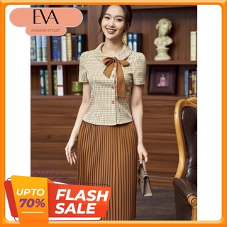 Chân váy dập ly xếp ly công sở dáng dài chất vải Mango sạn cao cấp EvaFashionStylist