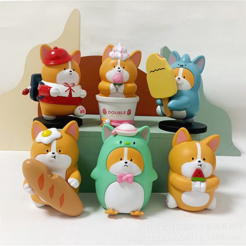 Dễ Thương Đồ Chơi Hình Chó corgi Ăn Kem Xinh Xắn Đáng Yêu