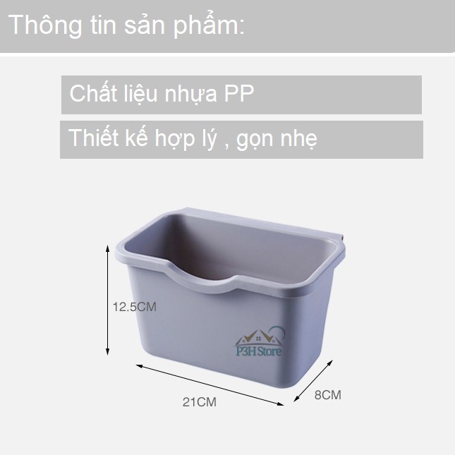 Thùng rác nhựa móc treo vào cửa kệ bếp tiện lợi P2298