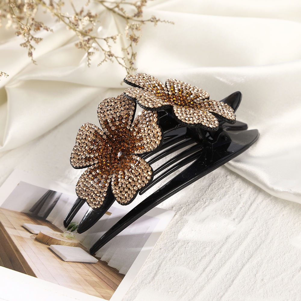 Kẹp tóc Haimeikang hình hoa đính đá nhiều màu sắc thời trang thanh lịch cho nữ