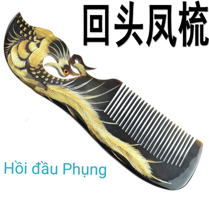 Lược Long Phụng Sừng trâu điêu khắc