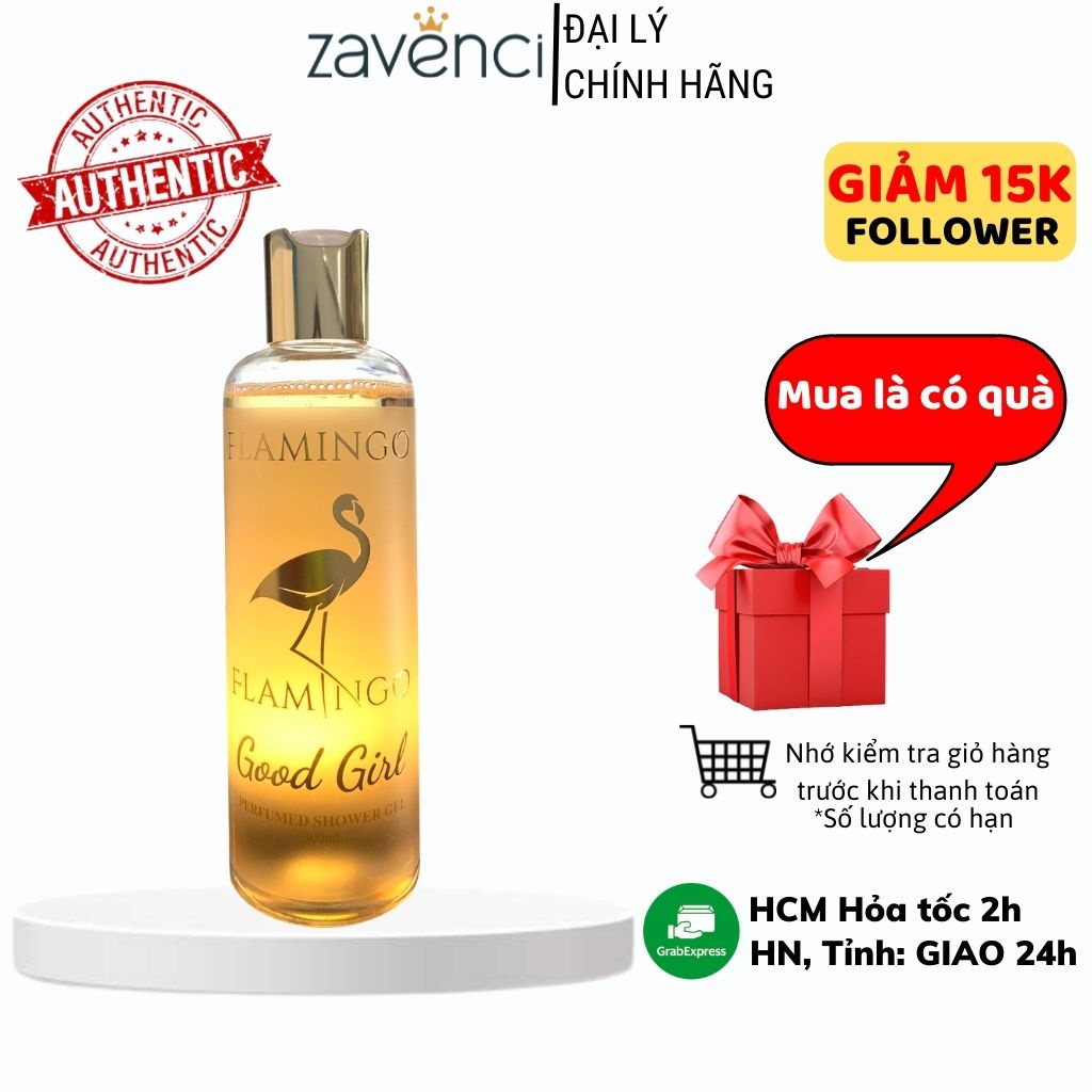 Sữa tắm nước hoa FLAMINGO nữ hương thơm Good Girl dưỡng trắng da 300ml - ZAVENCI Official