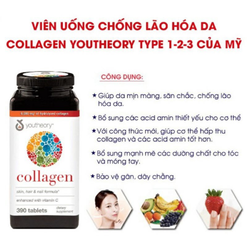 COLLAGEN BIOTIN CỦA YOUTHEORY 390 viên - Mỹ