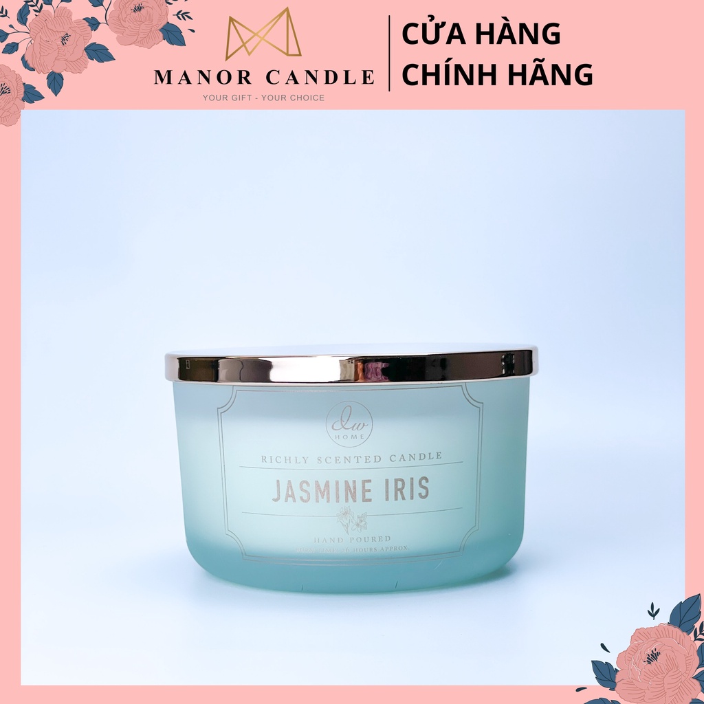 Nến thơm Jasmine Iris cao cấp, size 12oz 3 bấc 500g