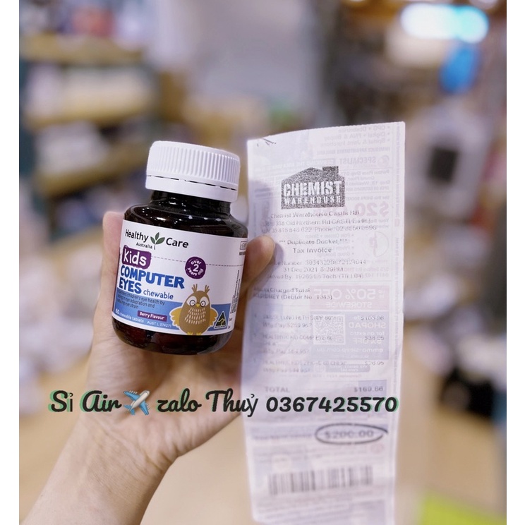 (Air ✈️ Đủ bill ) Bổ mắt Healthy Care Kids Computer Eyes cho Bé 60 viên - ÚC