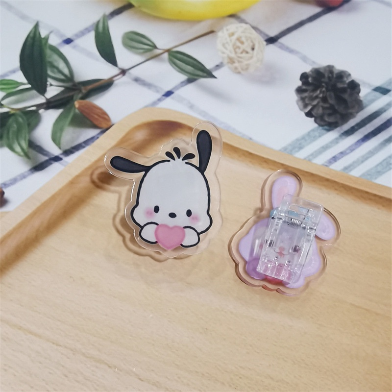 SANRIO Kẹp Cố Định Sách Bằng Nhựa PP Trong Suốt Hình Trái Tim Dễ Thương