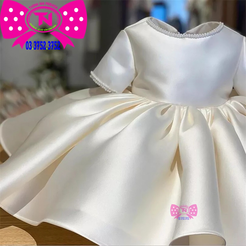 Váy Bé Gái Đính hạt Tay và Cổ dễ thương hot trend - Váy Công Chúa hàng Thiết Kế Cao Cấp Thanh Nhi Fashion TN233006