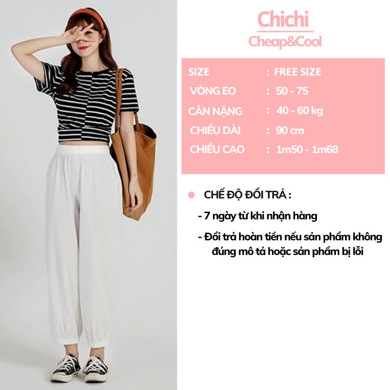 Quần boom jogger nữ trơn chất đũi bo chun Chichi QC01