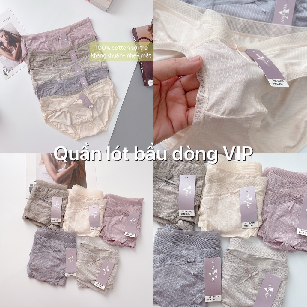 Set 5 quần lót bầu 100% cotton sợi tre kháng khuẩn nhẹ mát siêu vip